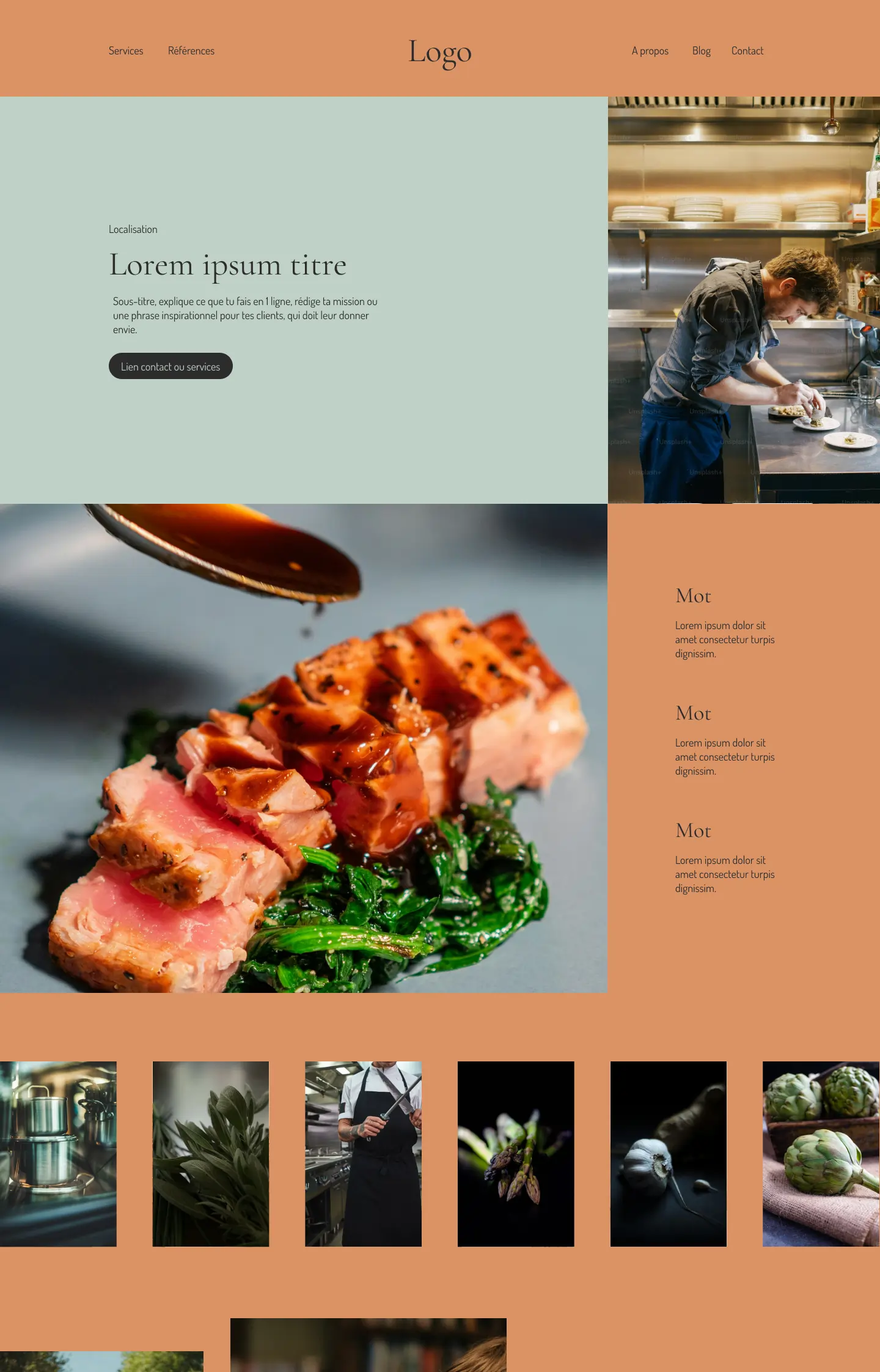 Image représentant une inspiration de site pour un restaurant éco-responsable