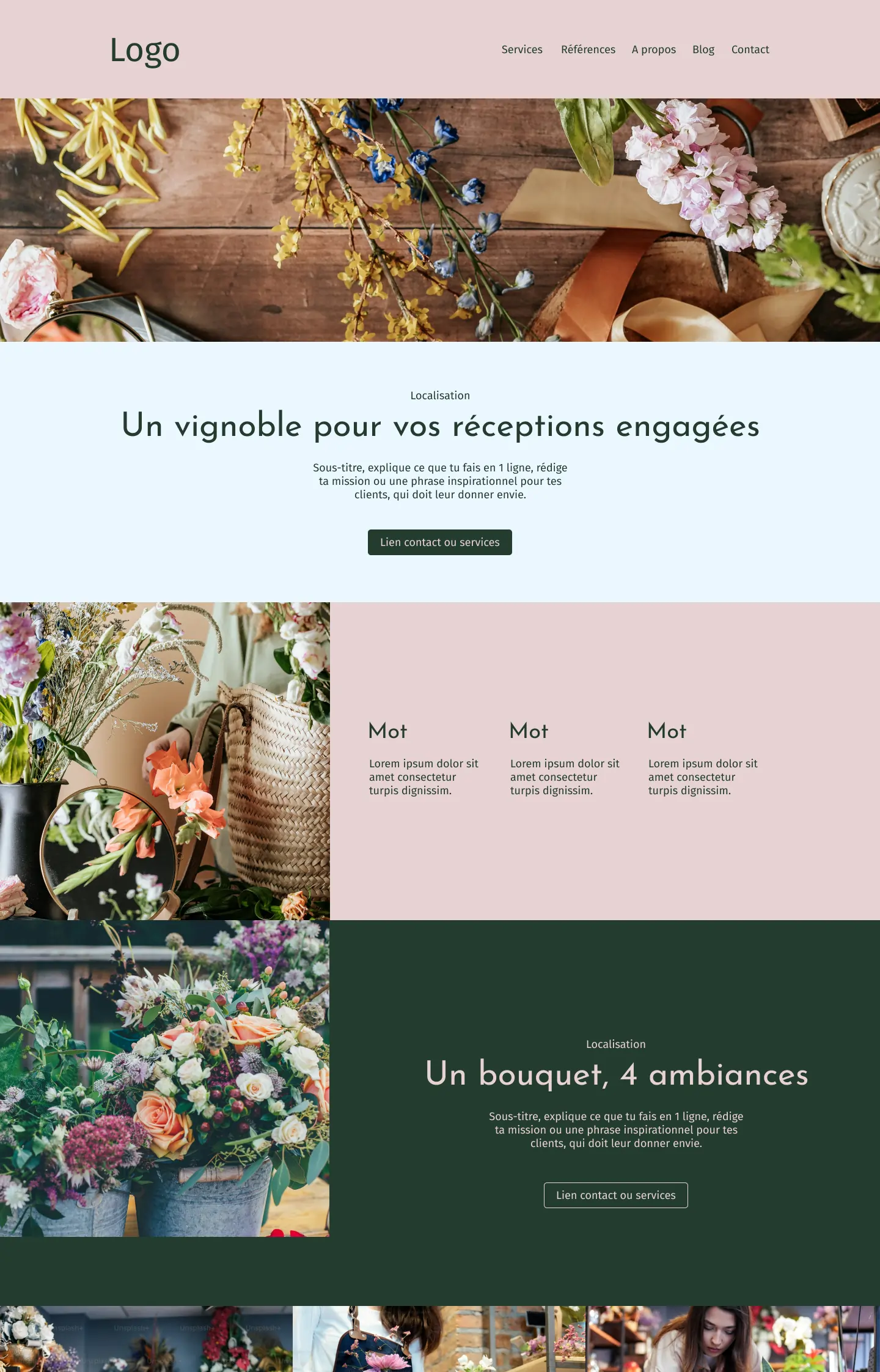 Image représentant une inspiration de site pour des fleuristes éco-responsables