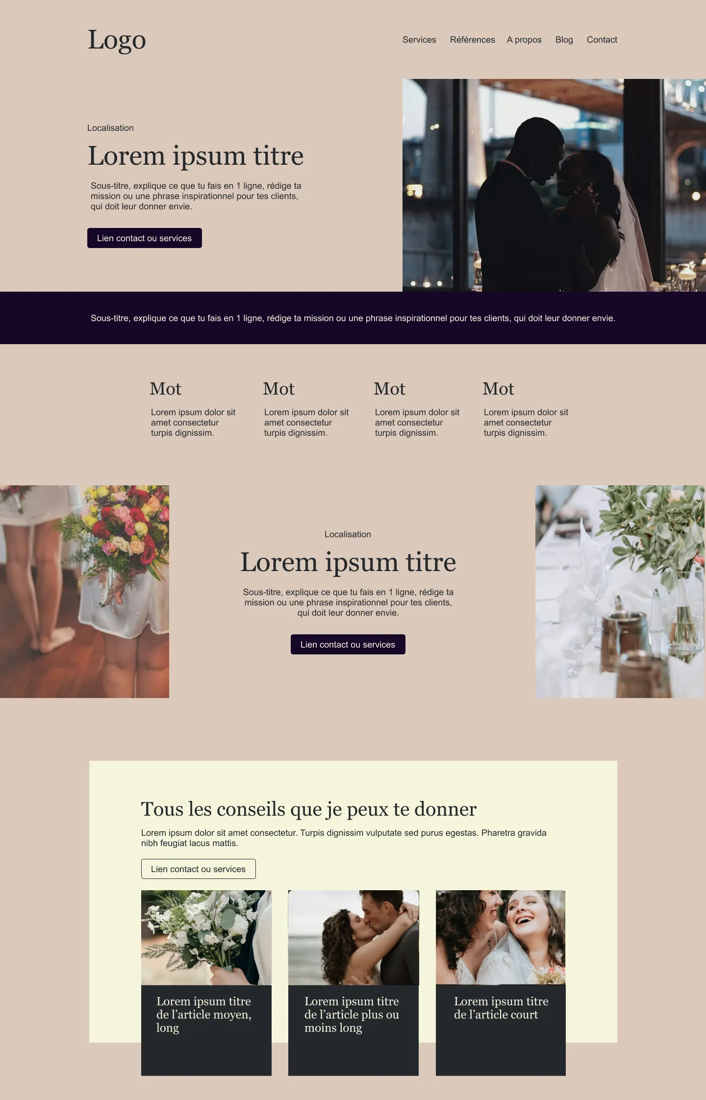 Image représentant une inspiration de site pour photographe de mariages éco-responsables